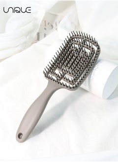 Unique Hair Brush - Detangler Brush With Nylon Bristles - for Women and Men - Paddle Detangling Brush for Wet Dry Curly Thick Straight Hair（Grey）  - Image 4