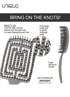 Unique Hair Brush - Detangler Brush With Nylon Bristles - for Women and Men - Paddle Detangling Brush for Wet Dry Curly Thick Straight Hair（Grey）  - Image 5