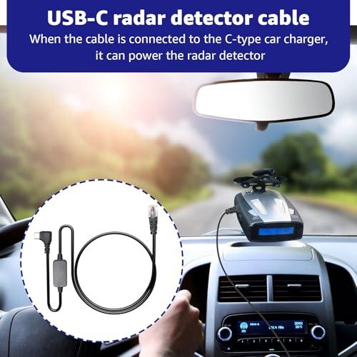 Sousery USB-C to RJ11 Power Cord,Radar Detector Cable for Uniden R1 R3 R7 Escort MAX360 MAX 360c IX IXc Beltronics Cobra Passport 9500i Radenso XP etc(3.3FT) - Image 2