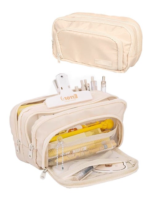 High-Quality Pencil Case, Foldable Stationery Pouch with 3 Pockets, Suitable for Learning, Work and Travel Storage Tools