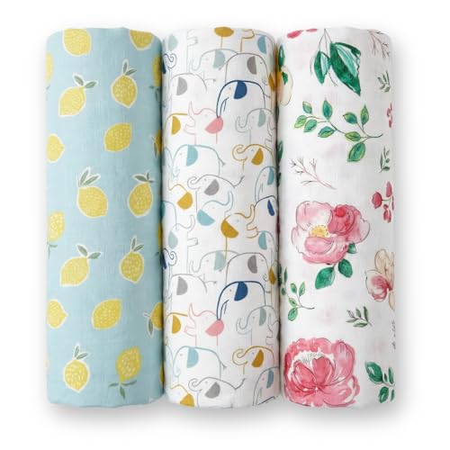 haus & kinder 100% Cotton Muslin Swaddle Wrap for New Born Baby | Pack of 3 (100×100 cm) | Baby Blanket & Swaddles for Newborn | Little Sunshine Collection - Image 1