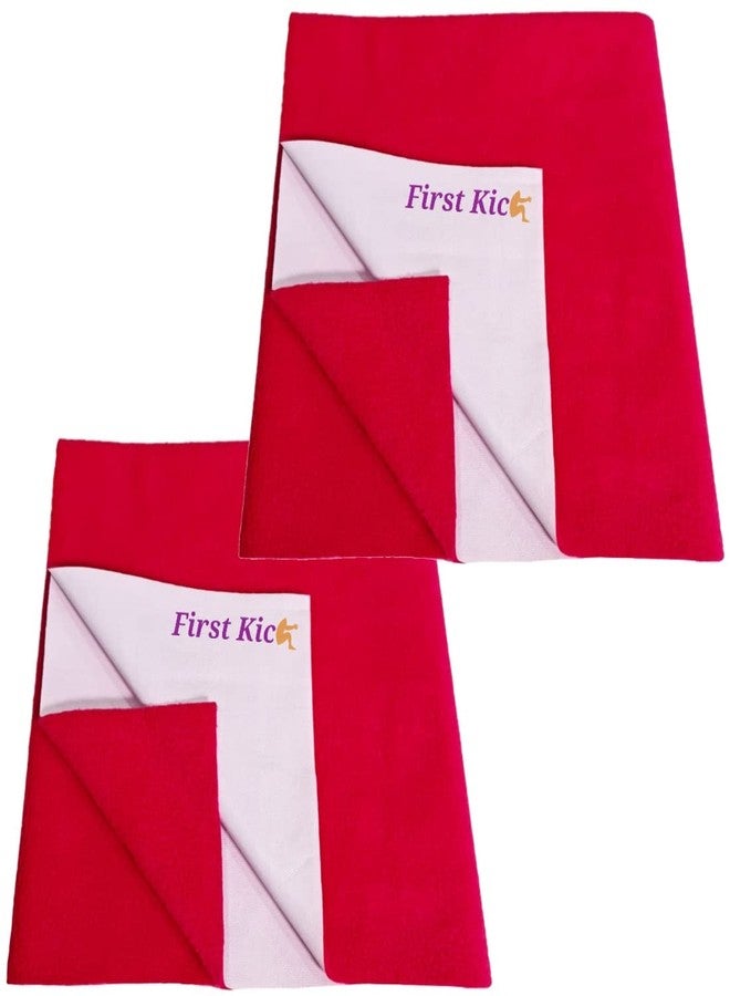 First Kick Waterproof Baby Bed Protector/Mattress Cotton Dry Sheet (70cm X 50 cm) for Born Baby/Kids- (Rani) - Small - Pack of 2 - Image 1