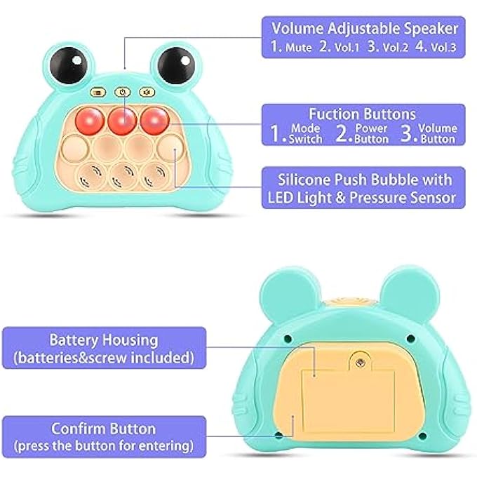 HDCARAVAN 2023 UPGRADED HANDHELD QUICK PUSH GAME FOR KIDS 6-12, SENSORY FIDGET TOYS FOR KIDS 8-12, PARTY FAVORS PUZZLE POP BUBBLES BIRTHDAY GIFTS FOR 6 7 8 9 YEAR OLD BOYS GIRLS TEENS ADULTS - GREEN - Image 3