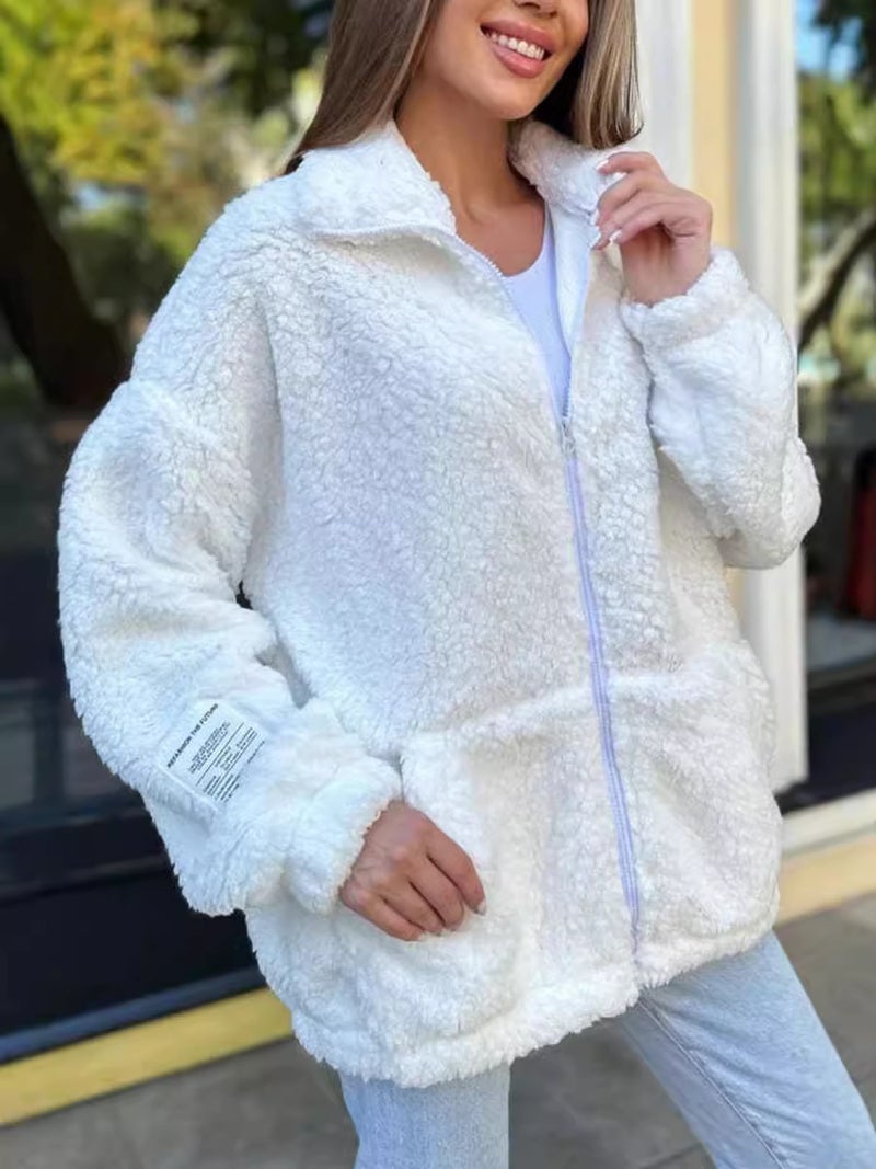 Women's Winter Fleece Open Front Cardigan Jacket - Image 2