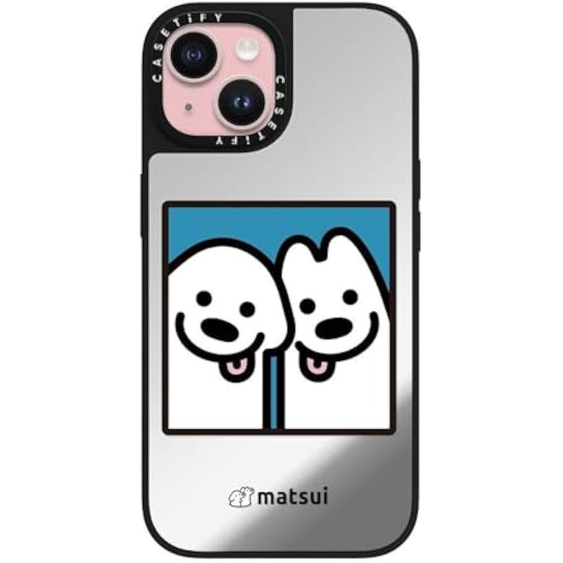 Casetify Mirror iPhone 15 Case 【Reflective / 4.9ft Drop Protection/Compatible with Magsafe】 - Cheek-to-Cheek - Silver on Black - Image 1