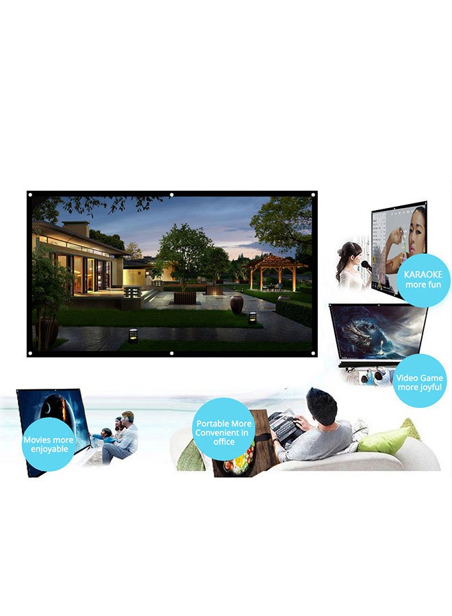 LEXIN 84 Inch Portable Foldable Non-Crease Projector Curtain Projection Screen 16:9 White - Image 3