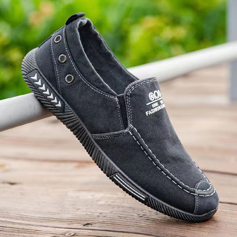Mens Beijing Cloth Shoes Breathable Slip-On Spring Casual Grey 