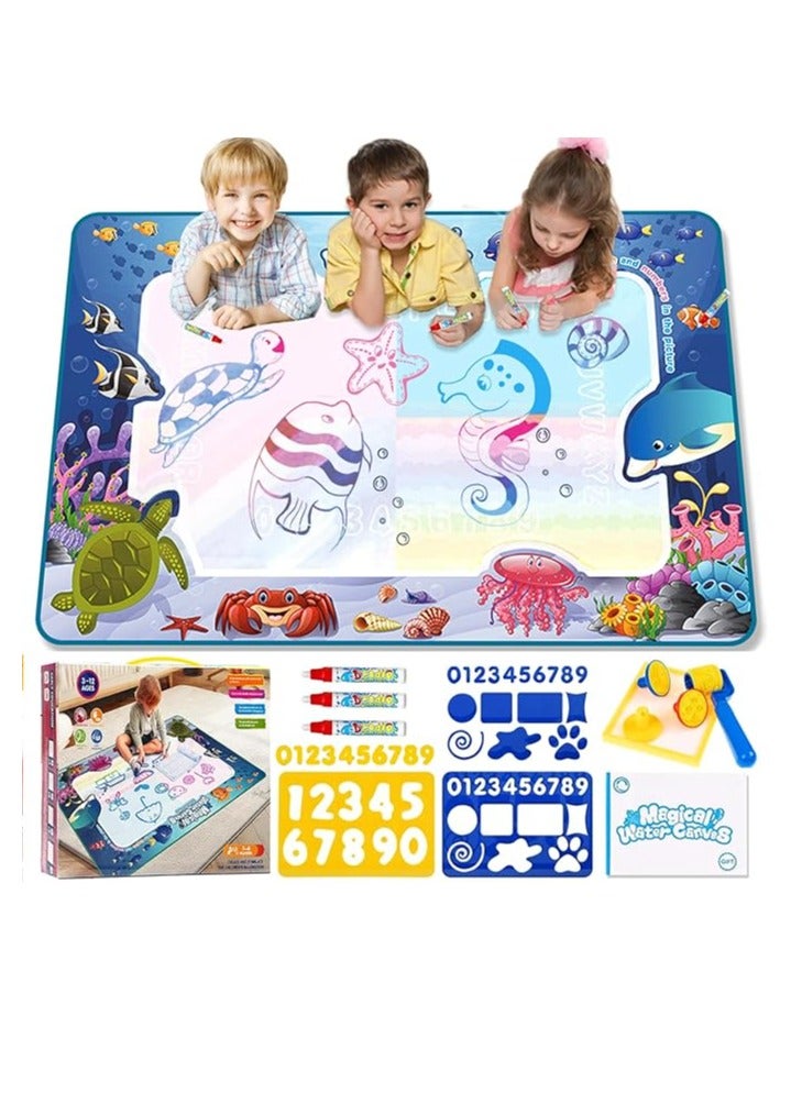 عربست سجادة رسم مائية للأطفال من عمر 2 إلى 4 سنوات، سجادة ألوان سحرية للأطفال، سجادة رسم مائية للأطفال من عمر 1 إلى 3 إلى 5 سنوات، ألعاب تعليمية للأطفال من عمر 2 إلى 3 سنوات، 4 إلى 5 سنوات، هدايا أعياد الميلاد والكريسماس - Image 1