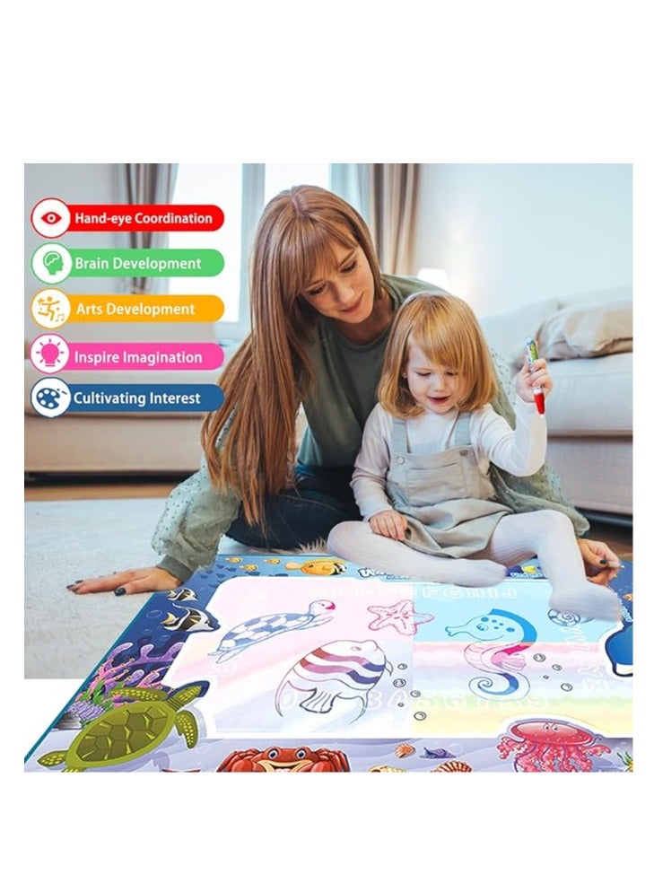 عربست سجادة رسم مائية للأطفال من عمر 2 إلى 4 سنوات، سجادة ألوان سحرية للأطفال، سجادة رسم مائية للأطفال من عمر 1 إلى 3 إلى 5 سنوات، ألعاب تعليمية للأطفال من عمر 2 إلى 3 سنوات، 4 إلى 5 سنوات، هدايا أعياد الميلاد والكريسماس - Image 2
