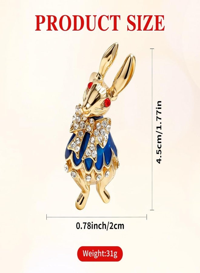 Libemskix Rhinestone Rabbit Brooch Pin for Women Girls Blue Cute Pins Bow Bunny Lapel Pins for Easter Birthday Jewelry Gift Accessories - Image 3