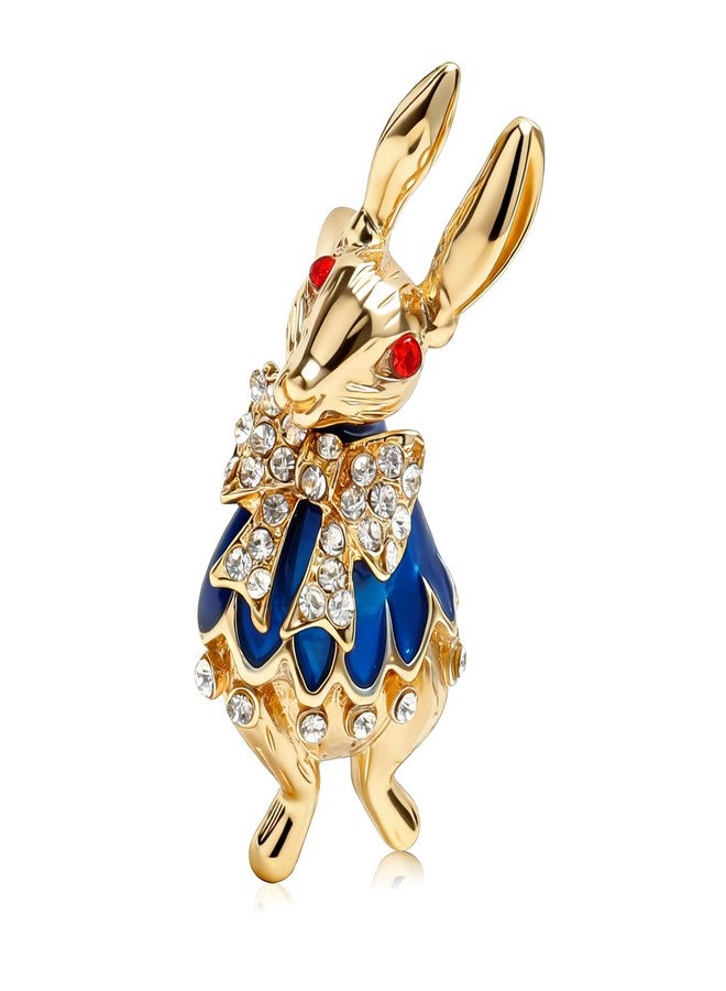 Libemskix Rhinestone Rabbit Brooch Pin for Women Girls Blue Cute Pins Bow Bunny Lapel Pins for Easter Birthday Jewelry Gift Accessories - Image 1
