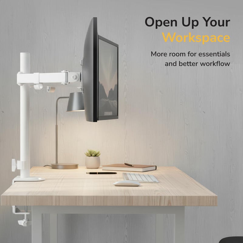 Mount-It! Dual Monitor Mount for Desk, Adjustable Tilt Swivel on Double Monitor Mounts for Screens up to 32â€, Dual Monitor Arms for 2 Monitors, VESA 75x75 and 100x100 C-clamp & Grommet in White - Image 2