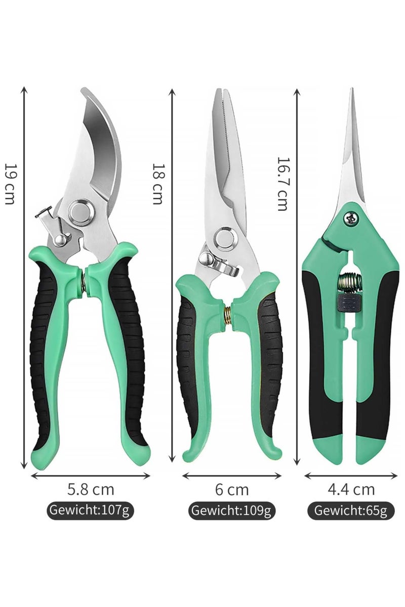 الروهيت مجموعة أدوات حديقة مكونة من 3 قطع، مقصات حديقة خفيفة الوزن ومتينة من الفولاذ المقاوم للصدأ، مجموعة أدوات حديقة مريحة للزراعة الخارجية والزهور والفروع والتقليم اليومي للحديقة - Image 2