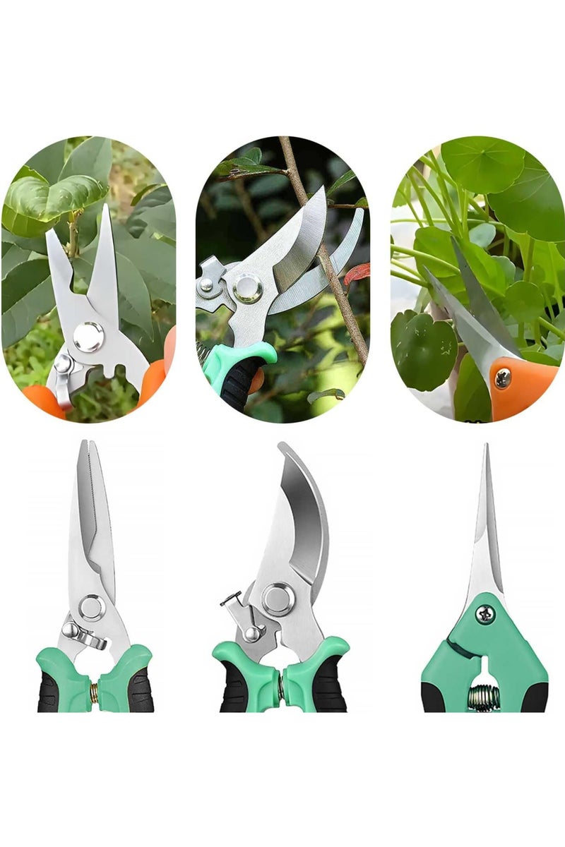 الروهيت مجموعة أدوات حديقة مكونة من 3 قطع، مقصات حديقة خفيفة الوزن ومتينة من الفولاذ المقاوم للصدأ، مجموعة أدوات حديقة مريحة للزراعة الخارجية والزهور والفروع والتقليم اليومي للحديقة - Image 4