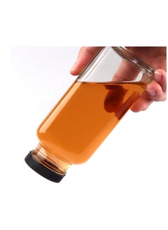 FUFU 6 Pack Glass Juice Bottles with Lids Reusable Glass Square Beverages Drinking Jars with Tamper-proof Black Caps for Travel Milk Water Tea Honey  - Image 3