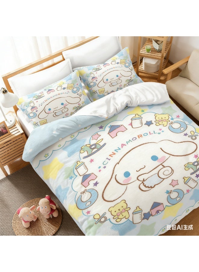Sanrio Cartoon Sanrio Cinnamoroll 3-Piece Bedding Set Including Bedspread and Two Pillowcases (Bedspread Size 150cm x 200cm) - Image 2