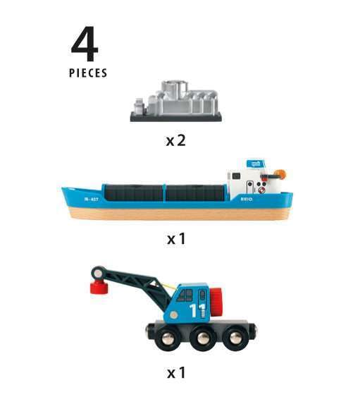 BRIO World - 33534 Container Ship and Crane Wagon | Premium 4-Piece Kids Train Set Toy | Enhances Motor Skills & Creativity | Compatible with All Toys | Ideal for Toddlers Age 3+ - Image 5