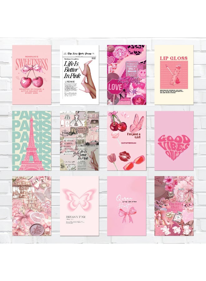 Blush Pink Motivational Wall Art – 12pcs 300gsm Glossy Finish Posters with Double-Sided Adhesive, Easy to Mount, Adds a Touch of Positivity and Beauty to Girls’ Daily Spaces - Image 2