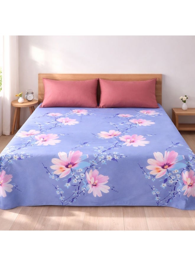 طيبة طقم ملايه عاديه سنجل، قطعتين، تصميم فلورال، 180*230 سم - Image 4