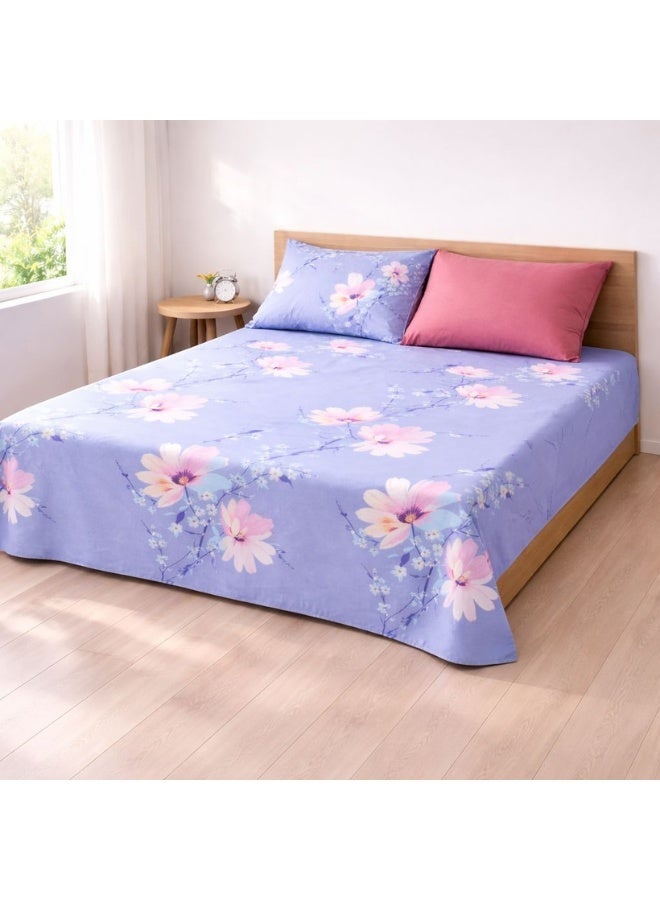 طيبة طقم ملايه عاديه سنجل، قطعتين، تصميم فلورال، 180*230 سم - Image 2