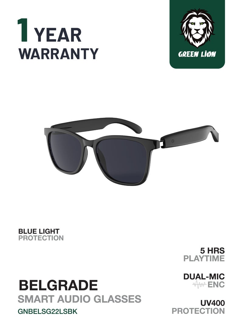 GREEN LION Belgrade Smart Audio Glasses with Touch Control / Up to 5 Hours Play Time / ENC Technology / 55mAh Battery / UV400 Protection / 10m Transmission Distance / Bluetooth Version 5.4 - Black - Image 1