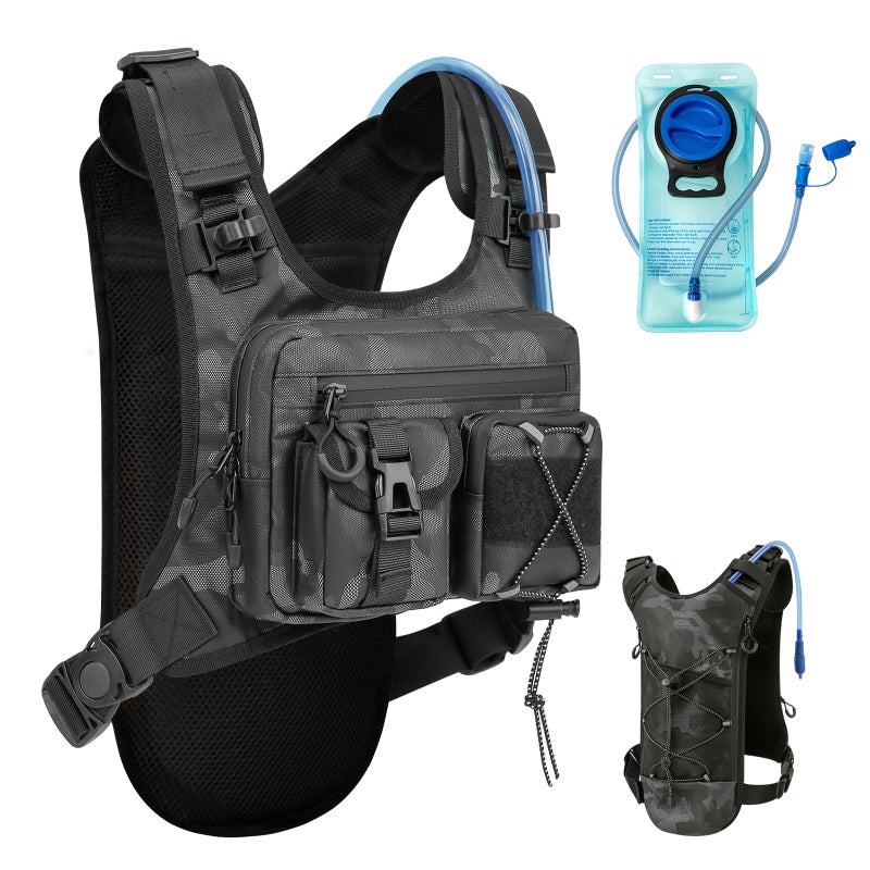 Criuage USA Patent Running Hydration Vest Backpack Lightweight Chest Pack with 20L Water Bladder Bag Daypack for Hiking Running Cycling Race Marathon for Women Men Camo Standard - Image 2