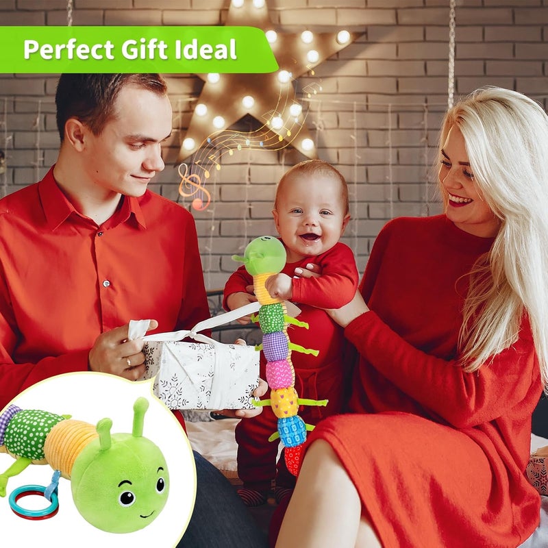 Accevo Baby Sensory Toy 0-6 Months Music Animal Plush Caterpillar Toy for Toddler 0-3-6 Months Tummy Time with Baby Mirror Crinkle Rattle 6-12 Months Newborn Boy Girl Easter Gifts - Image 5