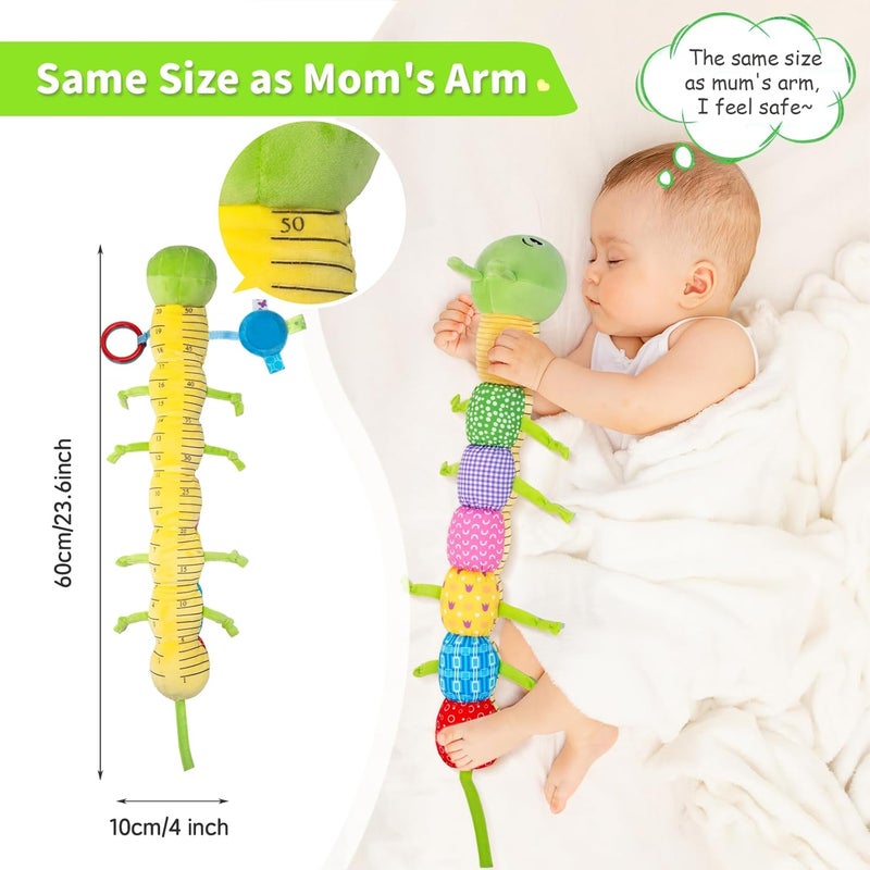 Accevo Baby Sensory Toy 0-6 Months Music Animal Plush Caterpillar Toy for Toddler 0-3-6 Months Tummy Time with Baby Mirror Crinkle Rattle 6-12 Months Newborn Boy Girl Easter Gifts - Image 3