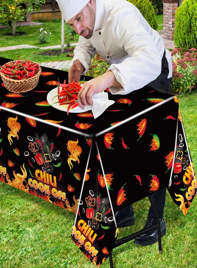 Iceyyyy 4 Pcs Black Chili Cook Off Table Decorations Set-108" x 54" Chilis Peppers Flame Table Covers 33 Ft Cooking Chili Contest Banner-Disposable Chilis Peppers Party Decorations for Party Supplies - Image 5
