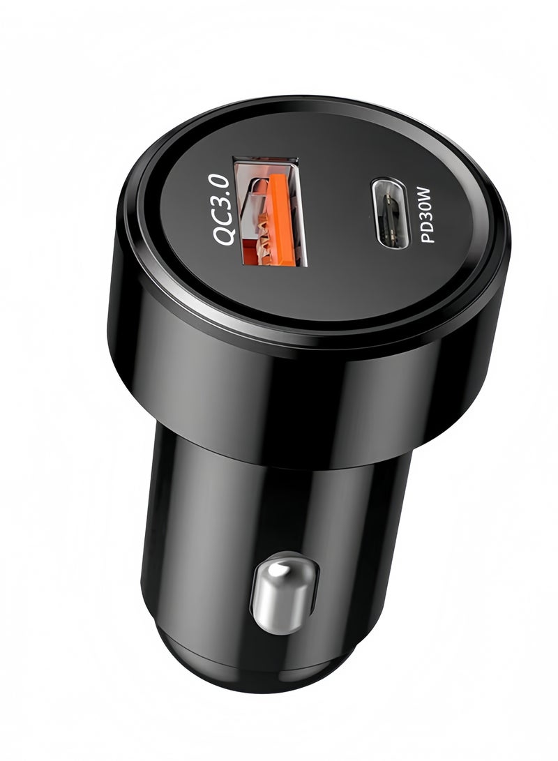 Car charger adapter, 30 watts, USB charger, black  - Image 1