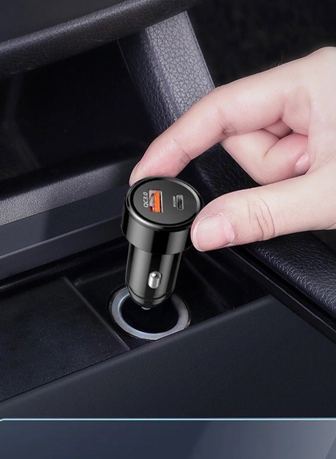 Car charger adapter, 30 watts, USB charger, black  - Image 2