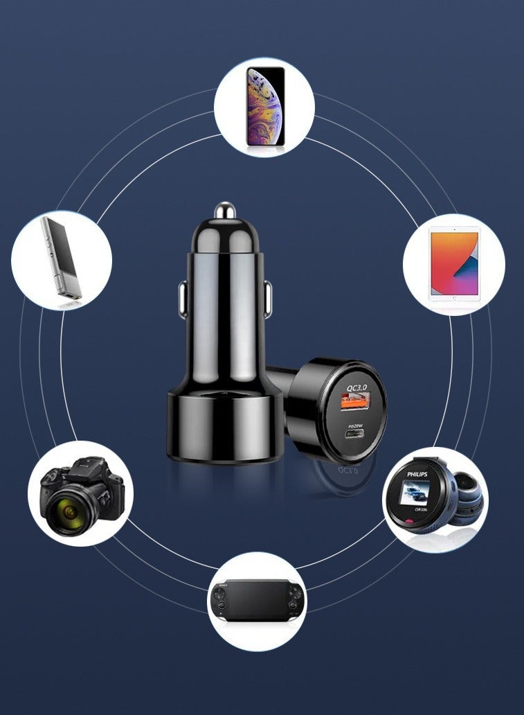 Car charger adapter, 30 watts, USB charger, black  - Image 3