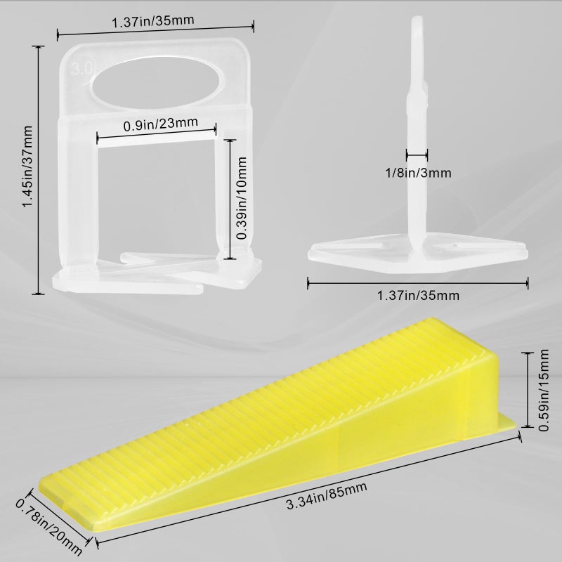 DGSL Tile Leveling System with Rubber Mallet and Tile Plier - 1000-Piece Tile Spacers 1/8 Inch Tile Clips and 200-Piece Reusable Wedges Tile Leveling Tools for Tiles and Stone Installation - Image 3