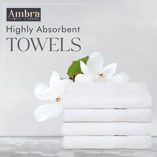 Ambra Linens 500 GSM Highly Absorbent Towel 100% Cotton, Soft and Plush, All Seasons Use, Large, Everyday Use, Durable (4 Pcs - Bath Towels, White) - Image 2