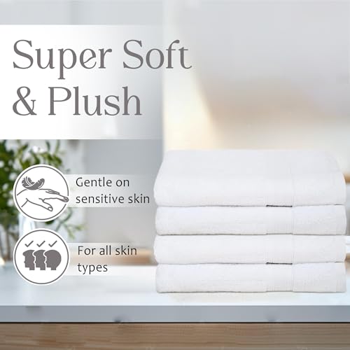 Ambra Linens 500 GSM Highly Absorbent Towel 100% Cotton, Soft and Plush, All Seasons Use, Large, Everyday Use, Durable (4 Pcs - Bath Towels, White) - Image 3