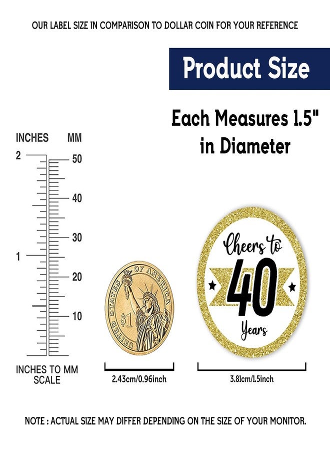REWIDPARTY 1.5 Inch Round 40th Birthday Stickers（80 Pieces） White Gold Cheers to 40 Years Stickers 40th Birthday Party Favor Stickers Adhesive Stickers 40th Anniversary Party Decorations Supplies - Image 2