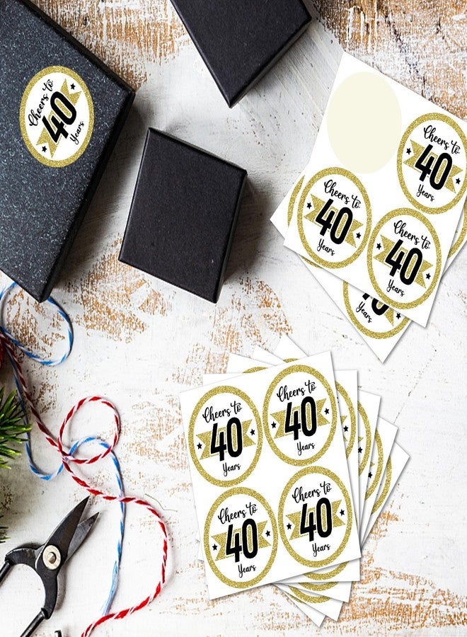 REWIDPARTY 1.5 Inch Round 40th Birthday Stickers（80 Pieces） White Gold Cheers to 40 Years Stickers 40th Birthday Party Favor Stickers Adhesive Stickers 40th Anniversary Party Decorations Supplies - Image 4
