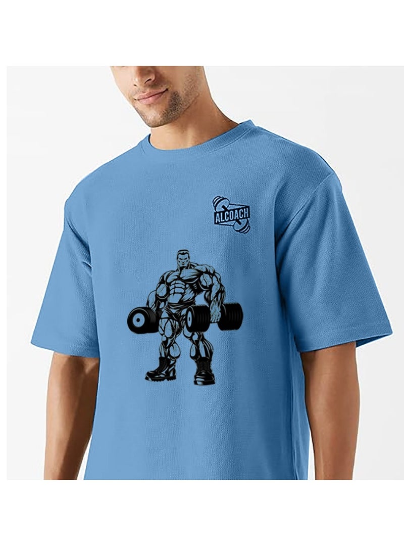 ALCOACH Men's Oversized Sports T-Shirt for Bodybuilding - High-Quality Cotton Athletic T-Shirt with a Comfortable and Stylish Design Suitable for All Bodybuilding and Other Sports Activities - Image 3