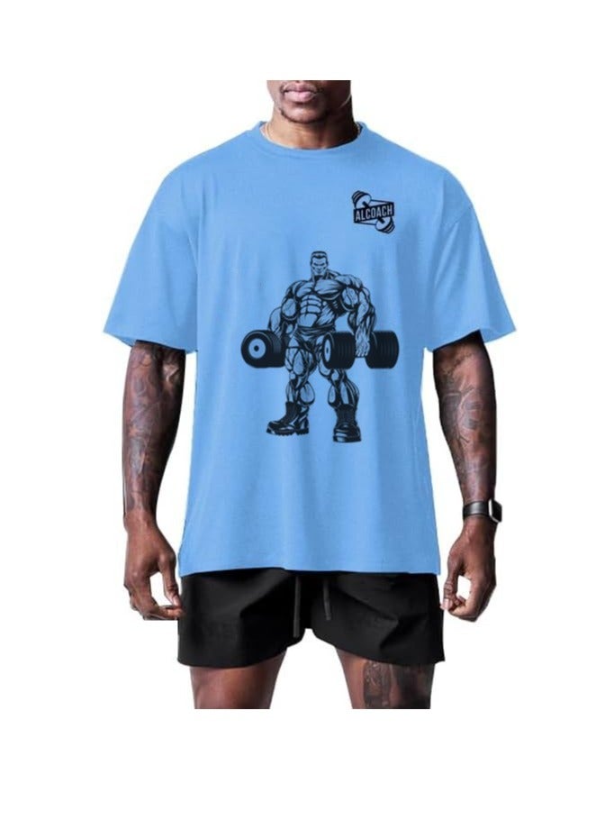 ALCOACH Men's Oversized Sports T-Shirt for Bodybuilding - High-Quality Cotton Athletic T-Shirt with a Comfortable and Stylish Design Suitable for All Bodybuilding and Other Sports Activities - Image 2