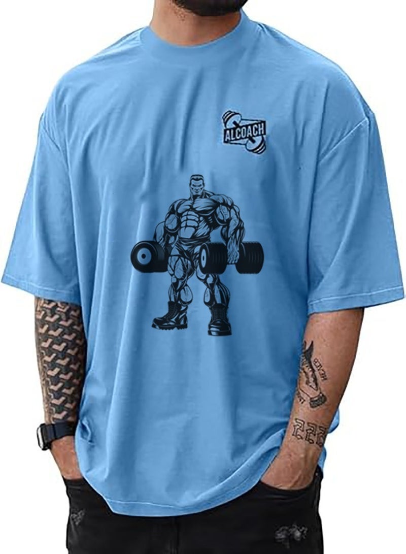 ALCOACH Men's Oversized Sports T-Shirt for Bodybuilding - High-Quality Cotton Athletic T-Shirt with a Comfortable and Stylish Design Suitable for All Bodybuilding and Other Sports Activities - Image 1