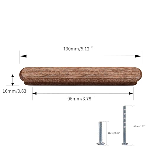 Evionlin Red Wood378 in 6 pcs Wood Drawer Knobs Pulls Handles Kitchen Cabinets Furniture Dresser Wardrobe Cupboard Drawer Knobs Pulls Handle - Image 3