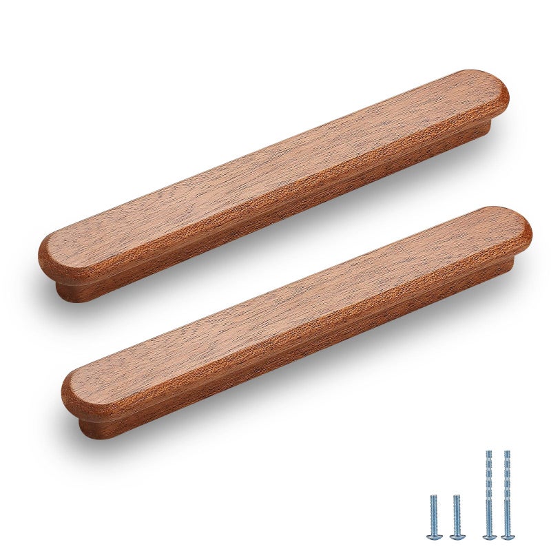 Evionlin Red Wood378 in 6 pcs Wood Drawer Knobs Pulls Handles Kitchen Cabinets Furniture Dresser Wardrobe Cupboard Drawer Knobs Pulls Handle - Image 2