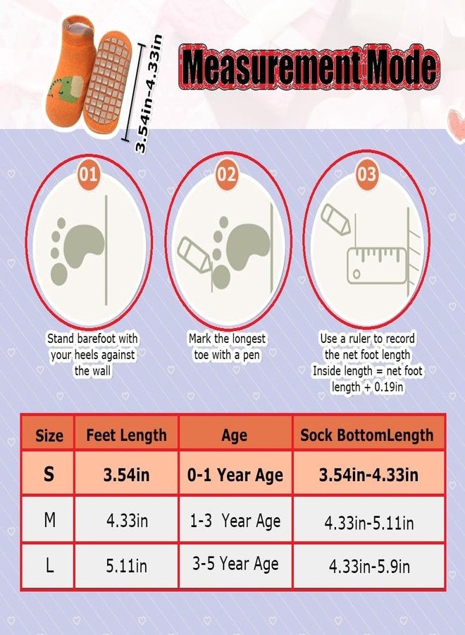 Defflo 5 Pairs Baby Socks Set, Antislip Socks for New Born Baby 0-1 Years, Non Slip Grip Ankle Socks with Non Skid Soles for Infants Socks for Toddler Girls Boys 0-12 Month Baby Shower Gifts - Image 2