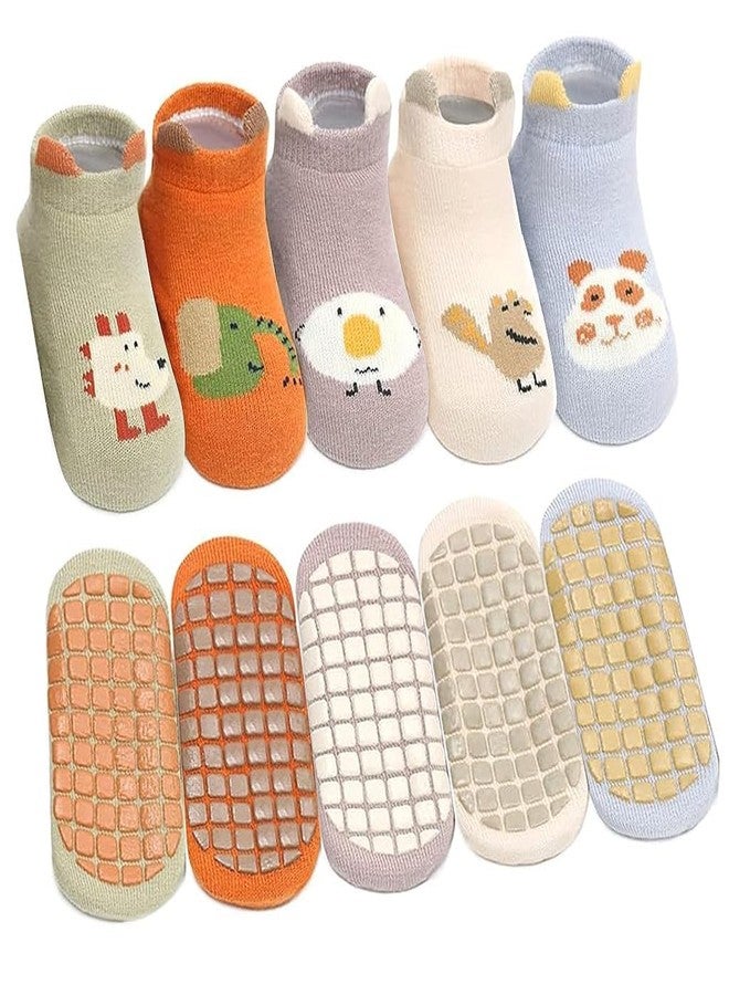 Defflo 5 Pairs Baby Socks Set, Antislip Socks for New Born Baby 0-1 Years, Non Slip Grip Ankle Socks with Non Skid Soles for Infants Socks for Toddler Girls Boys 0-12 Month Baby Shower Gifts - Image 1
