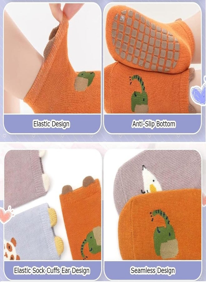 Defflo 5 Pairs Baby Socks Set, Antislip Socks for New Born Baby 0-1 Years, Non Slip Grip Ankle Socks with Non Skid Soles for Infants Socks for Toddler Girls Boys 0-12 Month Baby Shower Gifts - Image 4
