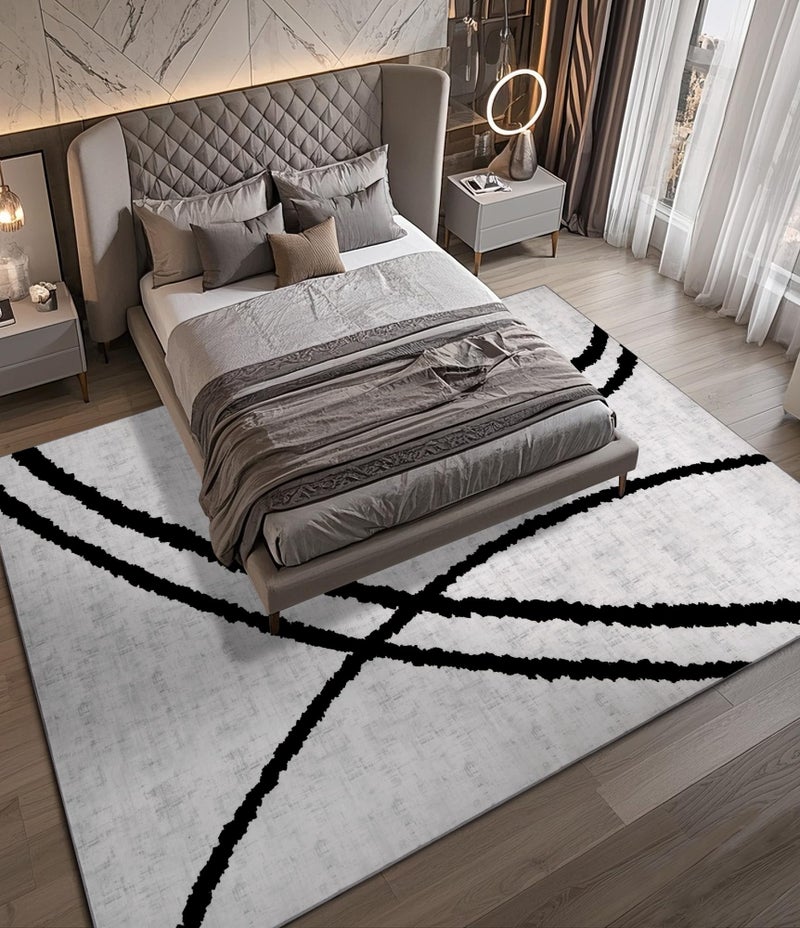 YIHOUSE Modern Area Rugs for Living Room, 8x10 Washable Black and White Rug, Thin Abstract Geometric Striped Rug, Area Rug for Bedroom,Kitchen,Dining Room,Office - Image 3