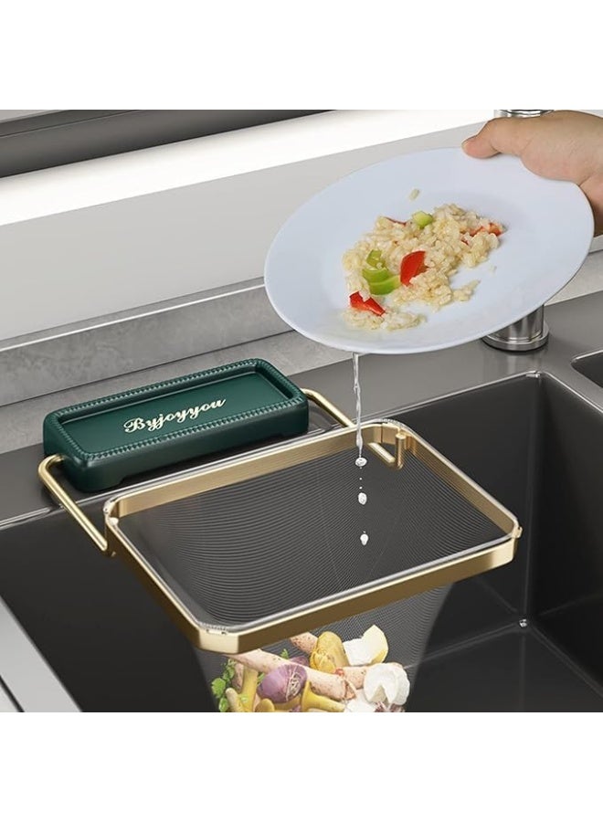 حامل فلتر الحوض - رف تصريف حوض المطبخ، مصفاة طعام شبكية، مصفاة حوض مرنة مع شبكة تعليق، منظم تخزين حديدي للصرف والترشيح - Image 2