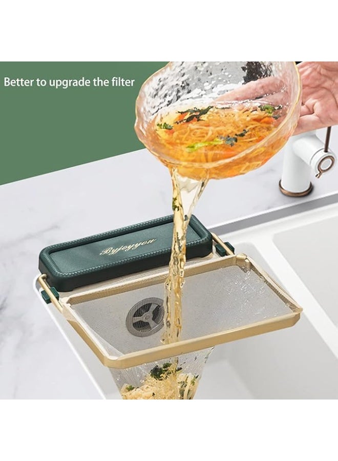 حامل فلتر الحوض - رف تصريف حوض المطبخ، مصفاة طعام شبكية، مصفاة حوض مرنة مع شبكة تعليق، منظم تخزين حديدي للصرف والترشيح - Image 5