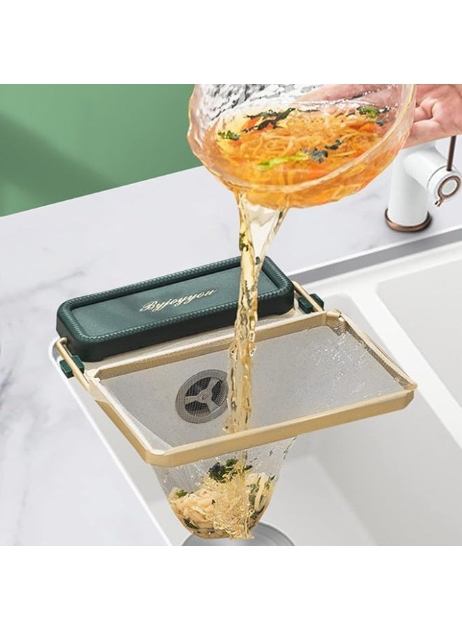 حامل فلتر الحوض - رف تصريف حوض المطبخ، مصفاة طعام شبكية، مصفاة حوض مرنة مع شبكة تعليق، منظم تخزين حديدي للصرف والترشيح - Image 1