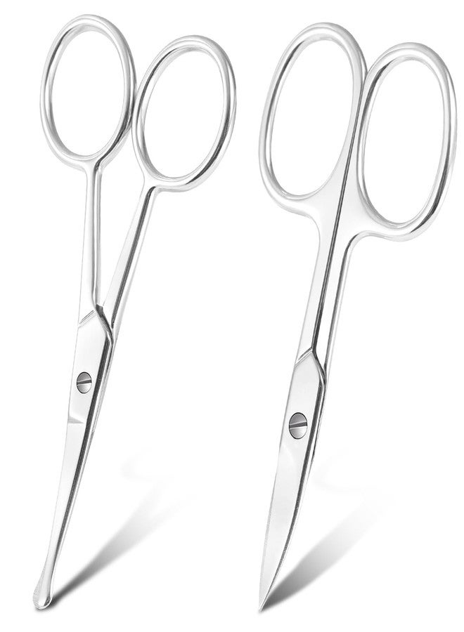 Cut it 2PCS Multifunctional Eyebrow Scissors for Women, Mustache Scissors and Nose Hair Scissor for Men, Curved Grooming Scissors for Eyebrow, Mustache, Beard, Eyelashes - Premium Stainless Steel Quality - Image 1